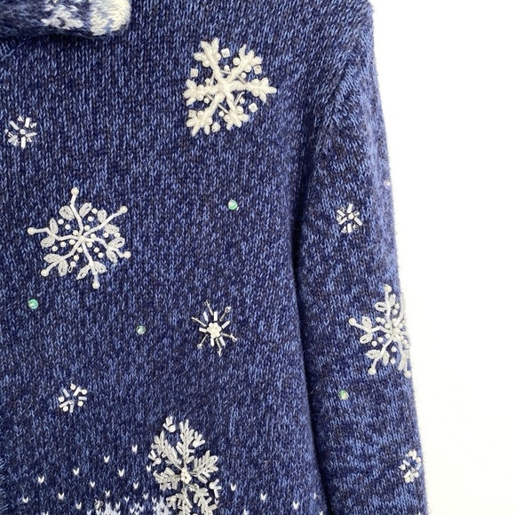 Heirloom Collectables Christmas Collection 2004 Sweater M Blue Sequin Beaded - Picture 4 of 11
